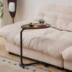 C-Shaped End Table, 2PCS 23.62" H TV Tray Small Side Table for Sofa Couch Bed, Sofa Couch Table with Metal Frame for Living Room, Coffee Drink Table for Small Spaces Bedroom, Walnut