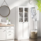 Kitchen Pantry Storage Cabinet, 72" H Storage Cabinet with Doors and Adjustable Shelves, Spacious Cupboard with 2 Handles, Metal Kitchen Cabinet for Dining Room, Living Room, White
