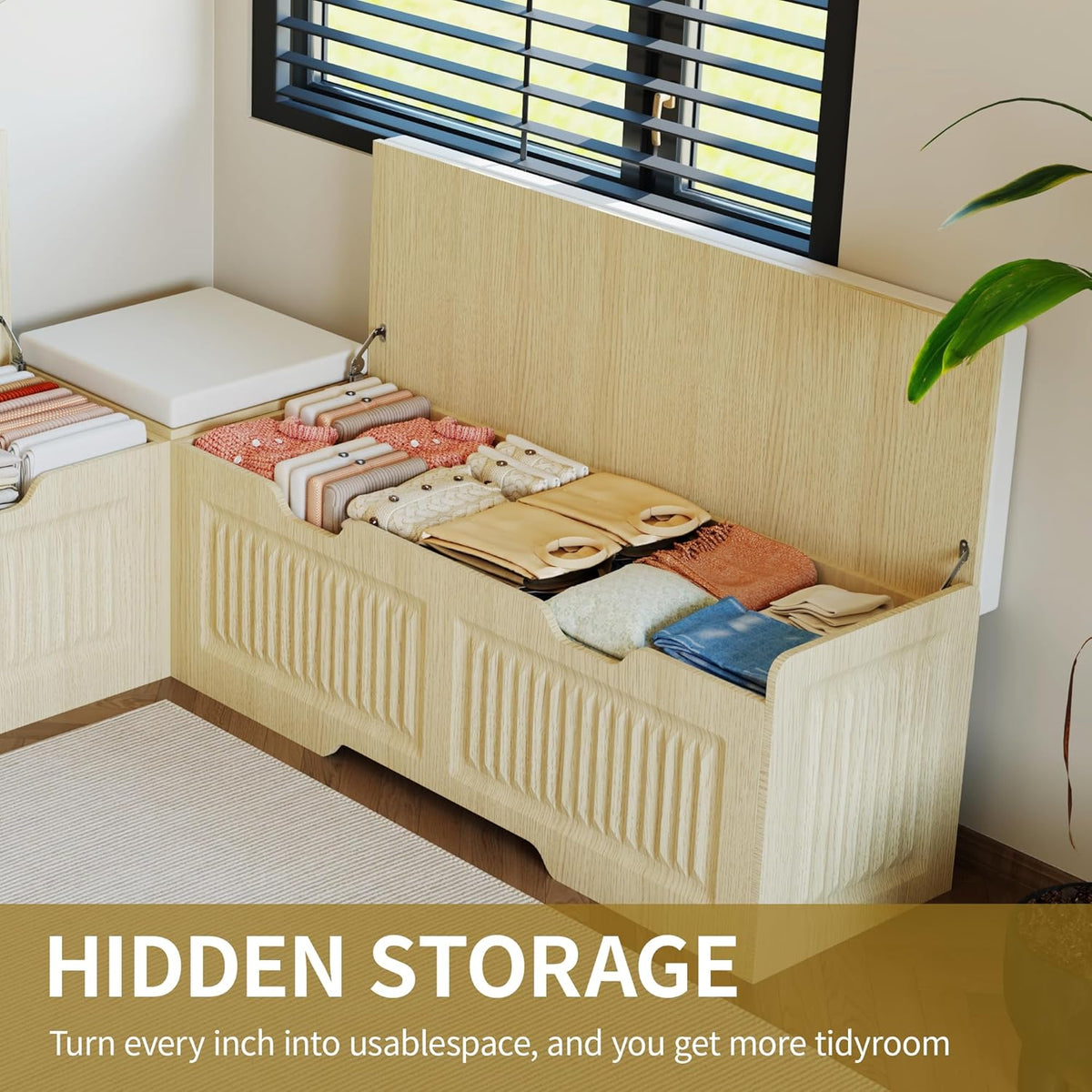 L Shape Storage Bench, Kitchen Breakfast Nook Bench, L Shaped Bench,Backless Corner Bench Nook with Storage,for Entryway,Dining Room,Kitchen (Natural)