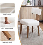 Mid Century Modern Dining Chairs Set of 4, Linen Fabric Upholstered Dining Chairs with Wood Legs, Farmhouse Kitchen Chair Armless, Comfy Side Chairs for Dining/Living Room/Kitchen, Cream