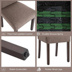 Upholstered Dining Chair Modern Stylish Kitchen Diner Fabric Set of 4 | Fabric Silver Nailhead Trim & Wood Legs, High Back, Living Room Restaurant Farmhouse Cafe, Mid Century Accent