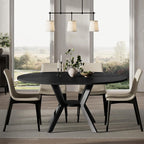 42"-58" Extendable Round Dining Table with Built-in Flip Leaf, Modern Oval Kitchen Table for 4-6, Space-Saving Small Room Furniture with Storage Shelf and X-Shaped Metal Base for Kitchen, Dining Room