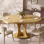 Einhomn 43-59" Extendable Round Dining Table, Kitchen Table for 4-8, Farmhouse Circle Dining Room Table with Removable Leaves,Hidden Storage, Space Saving Wood Kitchen & Dining Room Furniture, Oak