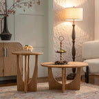 Wood Side Table, Modern Round End Table with Curved Leg, Mid-Century 24.80" Bedside Table for Living Room Bedroom Office