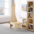 ECR4Kids Step Stool with Long Handle, One Step, Wooden, Montessori Furniture, Natural