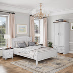 Brafab 2 Doors Wooden Armoire Wardrobe Closet with 2 Drawers, White | 2 Modern Doors, Freestanding, with Drawers and Hanging Rail, Wooden Storage Cabinet with Shelf, for Bedroom