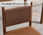 EALSON Rattan Dining Chairs Set of 2 Leather Upholstered Dining Room Chairs with Walnut Wooden Legs and Woven Back Mid Century Modern Kitchen Chairs Comfortable Armless Side Chairs for Kitchen, Brown