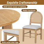 LUMISOL 5-Piece Round Dining Table Set for 4, Extendable Kitchen Table Set with 4 Upholstered Chairs, Kitchen Table and Chairs Set for Dining Room, Kitchen, Natural Wood Wash