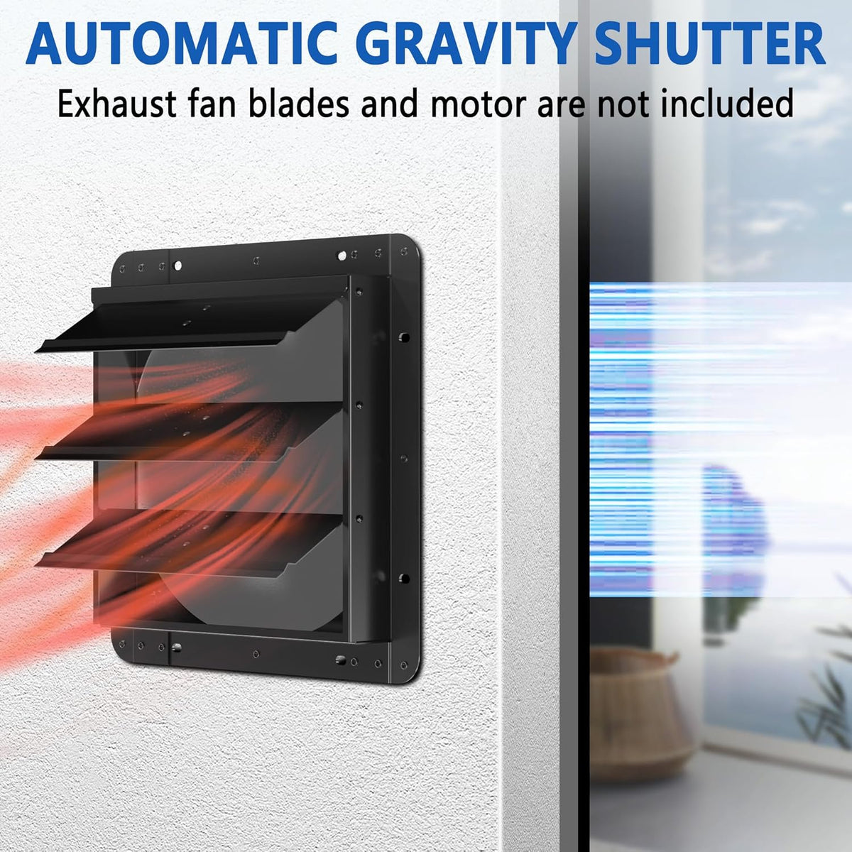 10 Inch Aluminum Automatic Shutter Louver Vent (No Fan Blades and Motor) for Home Attics, Workshops, Barn, Greenhouse