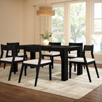 Plank+Beam 72" Modern Rectangular Dining Table, Solid Pine Wood Kitchen & Dining Room Table for 6, Black Finish