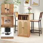 Tangkula 3-Piece Counter Height Bar Table Set, Kitchen Table with 2 Bar Stools & Storage Shelves, Breakfast Table Set with Backrests & Footrests, Rectangular High Top Pub Table with Chairs for 2