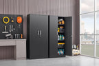 Approgreent Metal Storage Cabinet with Adjustable Shelves, Garage Cabinet with 2 Lockable Doors, Garage Storage Cabinet, Kitchen Pantry Cabinet - 71'H, Black