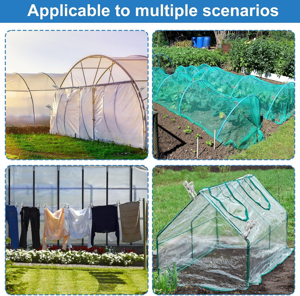 120 Pcs Greenhouse Clips, Garden Clips for Netting, Stainless Steel Greenhouse Clamps, Have a Strong Grip to Hold Down The Shade Cloth or Plant Cover on Garden Hoops or Greenhouse Hoops