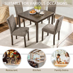 Harper & Bright Designs 5-Piece Dining Table Set with 4 Chairs, 34.5" Square Farmhouse Kitchen Table for Small Spaces, Rustic Walnut Wooden Dining Set for 4 People, Apartment & Dining Room