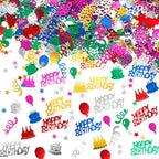 WILLBOND 3000 Pieces Happy Birthday Confetti Birthday Party Cake Confetti Metallic Foil Balloon Table Scatter Decorations for Carnival Baby Shower DIY Arts and Crafting