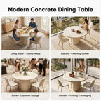 45-Inch Thick Concrete Dining Table for 4. Unique Cloud-Shaped Base, Sturdy Durable Easy-to-Clean Dinner Table. Modern White Round Dining Table Suitable for Dining Room Living Room Apartmen