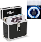 Aluminium 7" Vinyl Record EP Storage Case Holds up to 35 EPs (in PVC Sleeves) includes 35 Vinyl Record Outer Sleeves, Black, Retro Chic