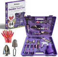 10 Piece Stainless Steel Garden Tool Set with Molded Carrying Case – Heavy Duty Gardening Tools for Women & Men Ergonomic Handles, Rust-Resistant Hand Tools with Folding Shovel, Gloves & Spray Bottle