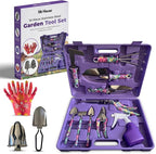 10 Piece Stainless Steel Garden Tool Set with Molded Carrying Case – Heavy Duty Gardening Tools for Women & Men Ergonomic Handles, Rust-Resistant Hand Tools with Folding Shovel, Gloves & Spray Bottle