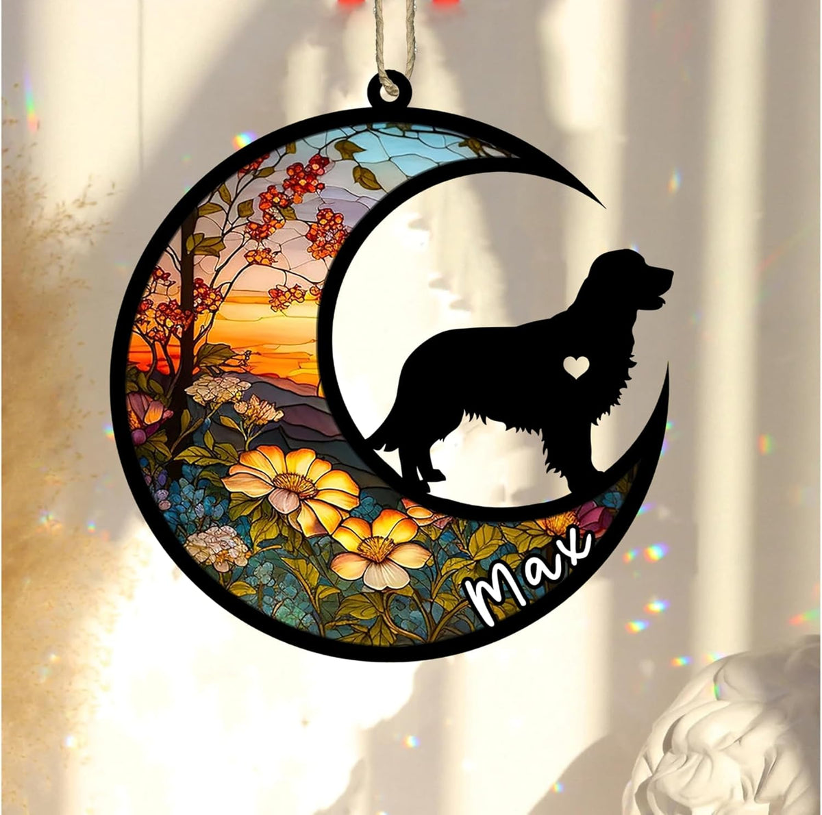 Personalized Dog Memorial, Custom Name Golden Retriever Dog Christmas Ornament with Name, Custom Breeds, Pet Loss Light Catcher, Gifts for Lovers Loss of Pet Sympathy on Mothers Day Christmas