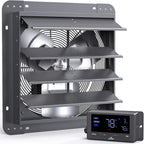iLiving 16" Wall Mounted Shutter Exhaust Fan, Automatic Shutter, Temperature and Humidity Controls with Variable Speed, 1736 CFM at 1600 RPM DC Motor