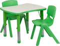 EMMA + OLIVER Green Activity Table Set with 2 Chairs | Plastic Top, Easy Assembly