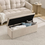 CIMOTA Storage Ottoman Bench, Upholstered End of Bed Storage Bench with Safety Hinge, Large Storage Chest with Seating, Modern Entryway Bench for Bedroom, Living Room, Chenille Oatmeal