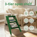 HOTEAGLE Modern Folding Chair - Multifunctional Design Doubles as Step Stool & Storage Shelf, Sturdy Engineering Plastic for Kitchen, Dining & Bistro,Green
