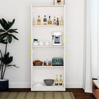 Kitchen Pantry Cabinet,Modern Storage Cabinet with 4 Door and 4 Adjustable Shelves,Tall Cabinet for Kitchen,Dining Room,Laundry,White