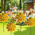 4PCS Flower Wind Spinner Sparkly Lawn Pinwheel 11.8 inch Yellow Garden Windmill for Garden, Party, Outdoor, Yard Decor