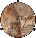 Kate and Laurel Aguilar Modern Drink Table, 9 x 9 x 23, Petrified Wood and Bronze, Unique Round Wood Mini Stand for Use as Bathroom Accent or Pedestal Martini Table