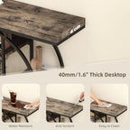 HOMCOM Entryway Table, 39.4" Console Sofa Table with Storage Shelves and Circle Steel Frame, Narrow Wood Accent Tables for Entrance, Hallway, Foyer, Living Room, Rustic Oak