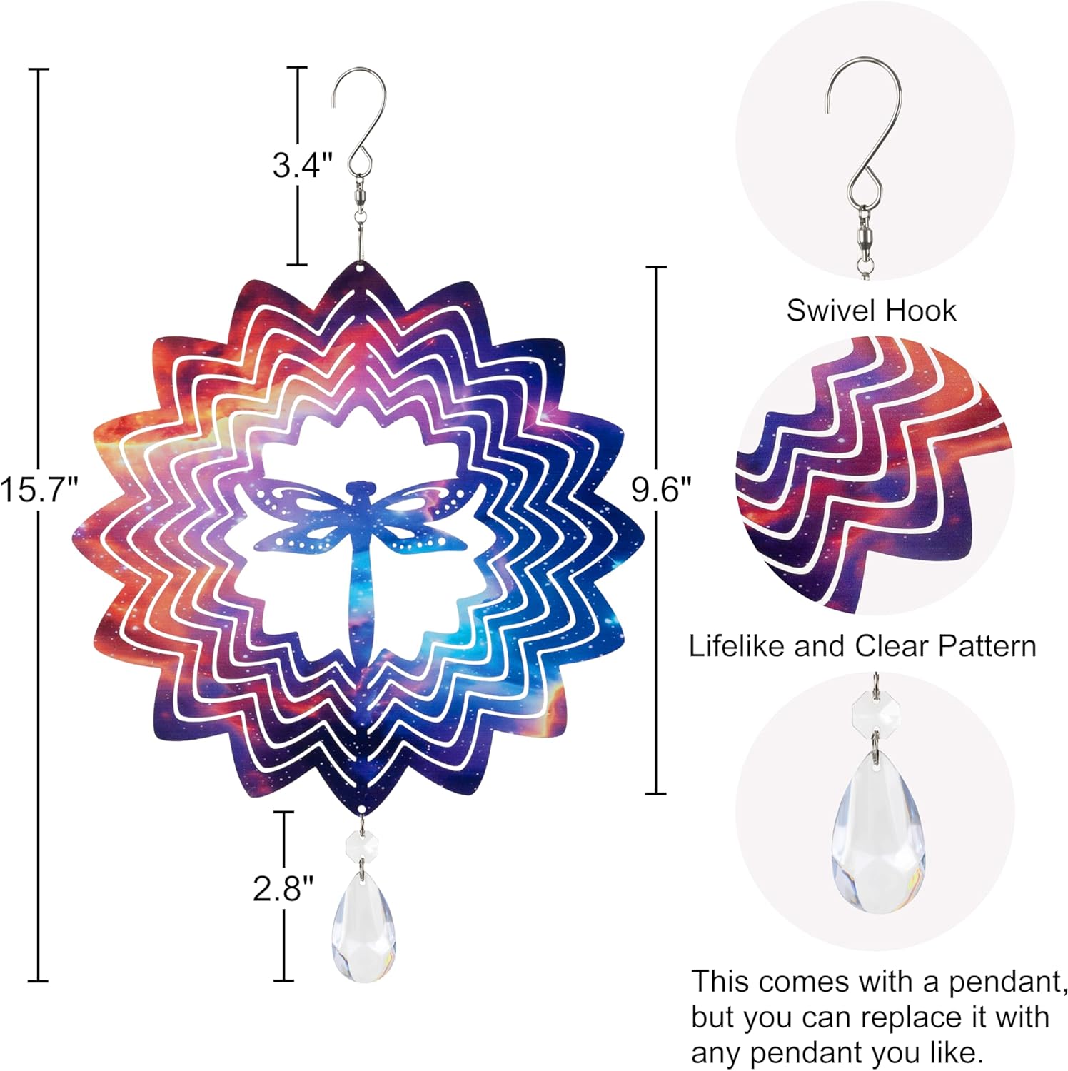 2PCS Garden Wind Spinners 3D Wind Sculptures Butterfly & Dragonfly Hanging Kinetic Wind Catchers Outdoor Yard Art Ideal Gifts for Mom Wife Grandma