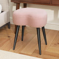 Teddy Velvet Vanity Stool, Upholstered Makeup Chair with Sturdy Metal Legs, Soft Padded Ottoman Footrest, Modern Accent Stool for Bedroom, Living Room, Entryway (Pink, 17.7in H)