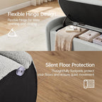 VKNOW Storage Bench, Upholstered Storage Ottoman Bench with Hinge, Grey | Ottoman Bench with Large Capacity, Curved Frame, King Size Bench, Storage Bench for Bedroom, Living Room, Entryway, Window