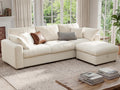 Ihanherry Cloud Sectional Couches for Living Room, 110" Large Modular Sectional Sofa with Wide Deep Seat, L Shaped Couch with Throw Pillow and Storage Ottoman, Beige