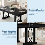 Garvee 71-Inch Dining Table for 6-8 with 2 Drawers, Large Wooden Kitchen Table w/Large Tabletop & Sturdy Frame, Rectangular Dining Table with Double Pedestal, for Kitchen, Office