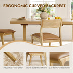 Watson & Whitely Wood Dining Chairs Set of 2, Modern Leather Upholstered Kitchen Chairs with Ergonomic Curved Backrest and Solid Wood Frame, Farmhouse Chairs for Dining Room, Living Room, Camel