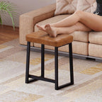 Vanity Bar Stool Chair, Makeup Stool Counter Height Stools,Small Ottoman Footrest for Living Room, Bathroom, Bedroom, Offices，Leather &Metal Legs with Anti-Slip Feet,Rustic Brown