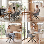 Furniliving Modern Swivel Dining Chairs Set of 2, Upholstered Chenille Dining Room Chairs with Thicken Cushion, 360° Rotating Kitchen Chairs with Metal Legs for Dining Room
