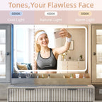 Fluted Vanity Desk with Mirror & Lights | 8 Drawers & 4 Cabinets, Tempered Glass Top, RGB Cabinet Lighting, 3-Color Dimmable Mirror, Charging Station