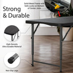 4 Feet Foldable Table Adjustable Height with Built in Handle, Steel Legs | 4FT Heavy Duty Portable | Perfect for Party Dining Wedding Events Picnic Indoor Outdoor Camping Utility Folding - 4 Foot