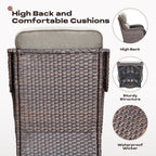 Rilyson Outdoor Swivel Rocker Chairs - All Weather Resistant Wicker Patio Furniture Set of 2 with High Back and 6 inch Thick Cushions for Deck Porch Yard and Poolside, Brown/Beige