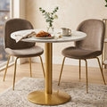 30 Inch Round Dining Table, Modern Tulip Bistro Table with White Faux Marble Top and Weighted Gold Pedestal Base, Small Kitchen Table for 2-4 People, Mid Century Style for Dining Room, Cafe, Office