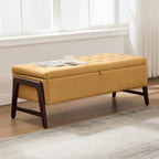 48" Ottoman with Storage,Storage Ottoman Bench with Hinge, Upholstered Entryway Bench with Seating for Bedroom, Living Room,Yellow