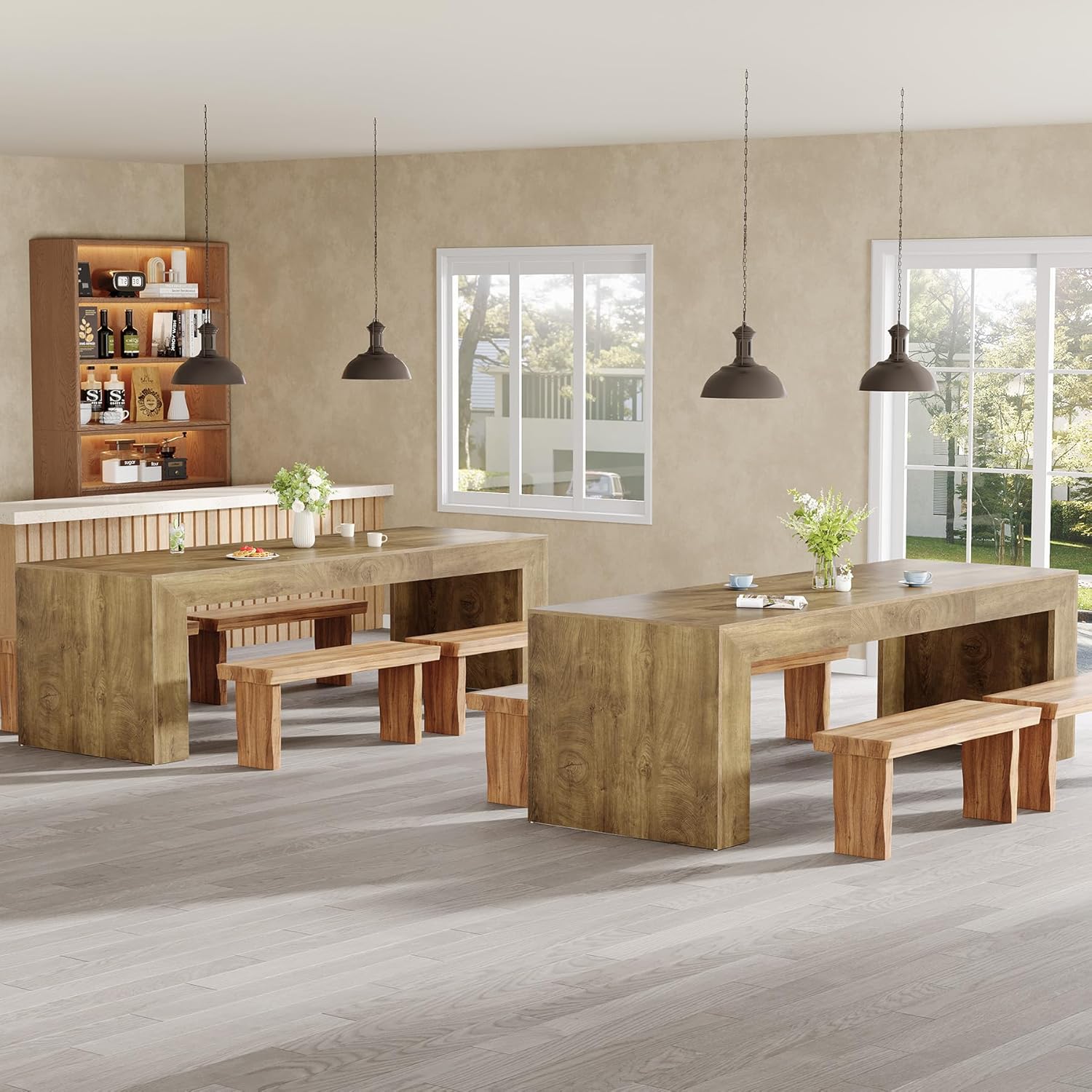 Tribesigns Extra Long Dining Table for 6-8 People, 78.7-Inch Rectangular Kitchen Table with Wooden Tabletop and Legs for Kitchen, Dining Room, Living Room, Heavy Duty, Brown