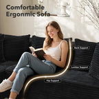 106" L Shaped Modular Cloud Sectional Sofa with Cushions, Black | 4-in-1 DIY Combination, Ultra-Wide Corduroy Fabric, No Assembly Required, Right Hand Facing Couch for Living Room