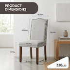 Simple Deluxe Set of 2 Upholstered Parsons Dining Chairs, Fabric Dining Room Chairs with Solid Wood Legs & Nailhead Trim, Multi-Use for Kitchen, Living Room & Bedroom, Gray