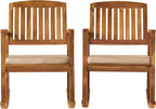 Christopher Knight Home Selma Acacia Rocking Chairs with Cushions, 2-Pcs Set, Teak Finish