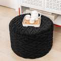 Round Ottoman Pouf,Foot Stools Ottoman,Foot Rest,Black,20x20x14In | All-in-One Foam Pouf,Ottoman Coffee Table,Couch Footrest,Footrest for Chair,Remov. Cover,Perfect for Living Room,Bedroom Dorm
